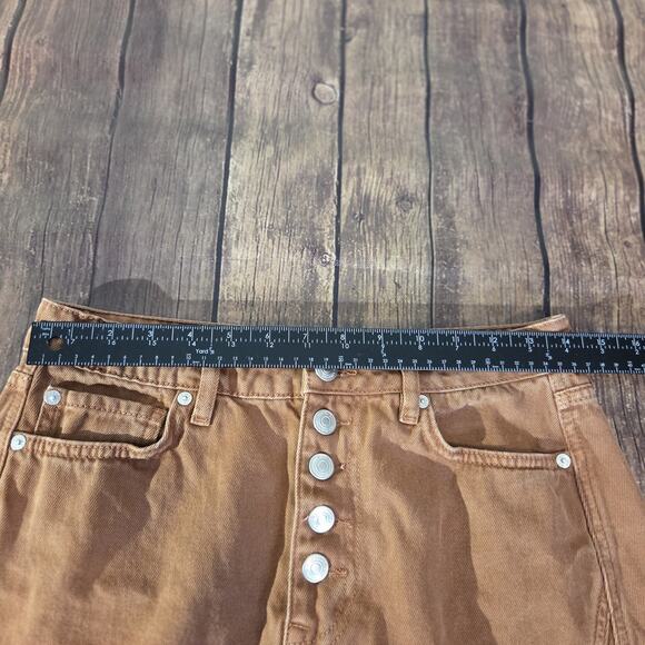 Free People Denim Skirt Women 28 Rust Mini Distressed Pockets Button Fly Western - Picture 2 of 10